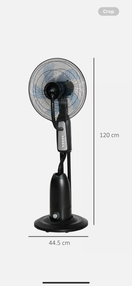 HOMCOM Pedestal Fan with Water Mist Spray Humidifying Misting Fan with 3 Speeds - Image 2 of 3