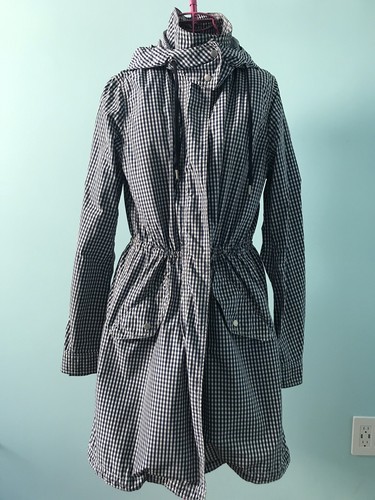 Raincoat Coat Blue White Plaid 