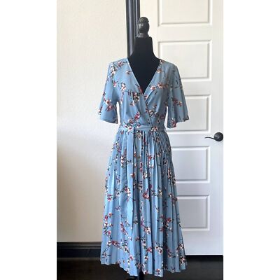 blue silk dress maxi Heather Blue Floral Pleated Midi Dress – Girl In Mind