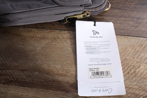 Brand New Travelon Anti-Theft Signature Quilted Slim Pouch, Smoke & Ocean - Picture 4 of 17