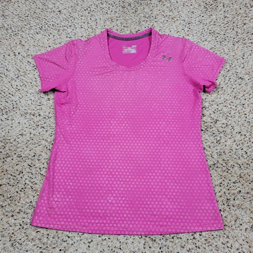 Under Armour Shirt Womens Large Pink Fitted HeatGear Lightweight Gym Run Workout eBay