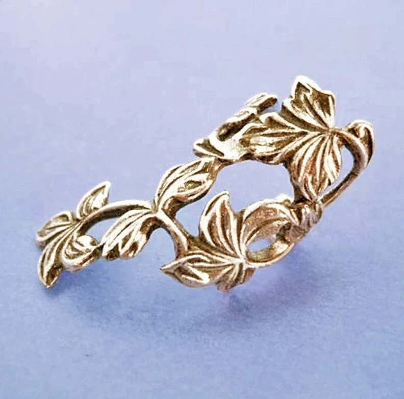 Brazalete de oreja floral ahuecado nuestra flor y hoja - dorado - sin piercing, clip Foto 4 de 4