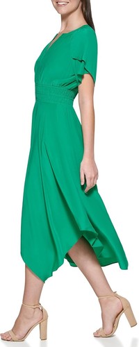 Kensie Handkerchief-Hem Midi Dress, Green, Sizes 4 - 第 4/4 張圖片