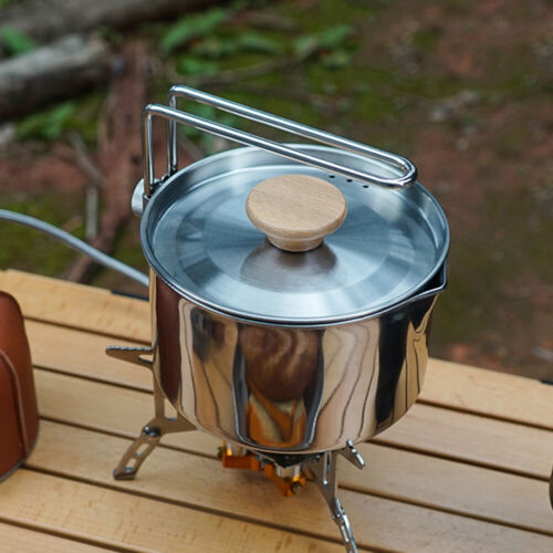 1L Camping Pot 304 Stainless Steel Multifunctional Hiking Picnic Supplies