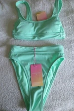 Stoney Clover Women Swim set Mint Green Size XXS (00) Ribbed Cut Out Back