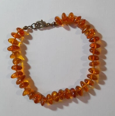 Bracelet en ambre 22 cm - vintage très bon état - Photo 1/2