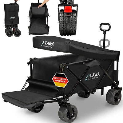 LAWA LIVING AND LIFESTYLE Handwagen Bollerwagen faltbar mit Dach Bremse Transportwagen Strandwagen Kinder
