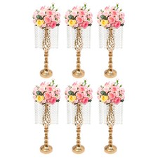 6pcs Crystal Flower Display Stand Wedding Ceremony Party Decor Flower Holder