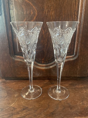 Set of 2 WATERFORD CRYSTAL MILLENNIUM HAPPINESS CHAMPAGNE TOASTING FLUTES - 第 1/6 張圖片