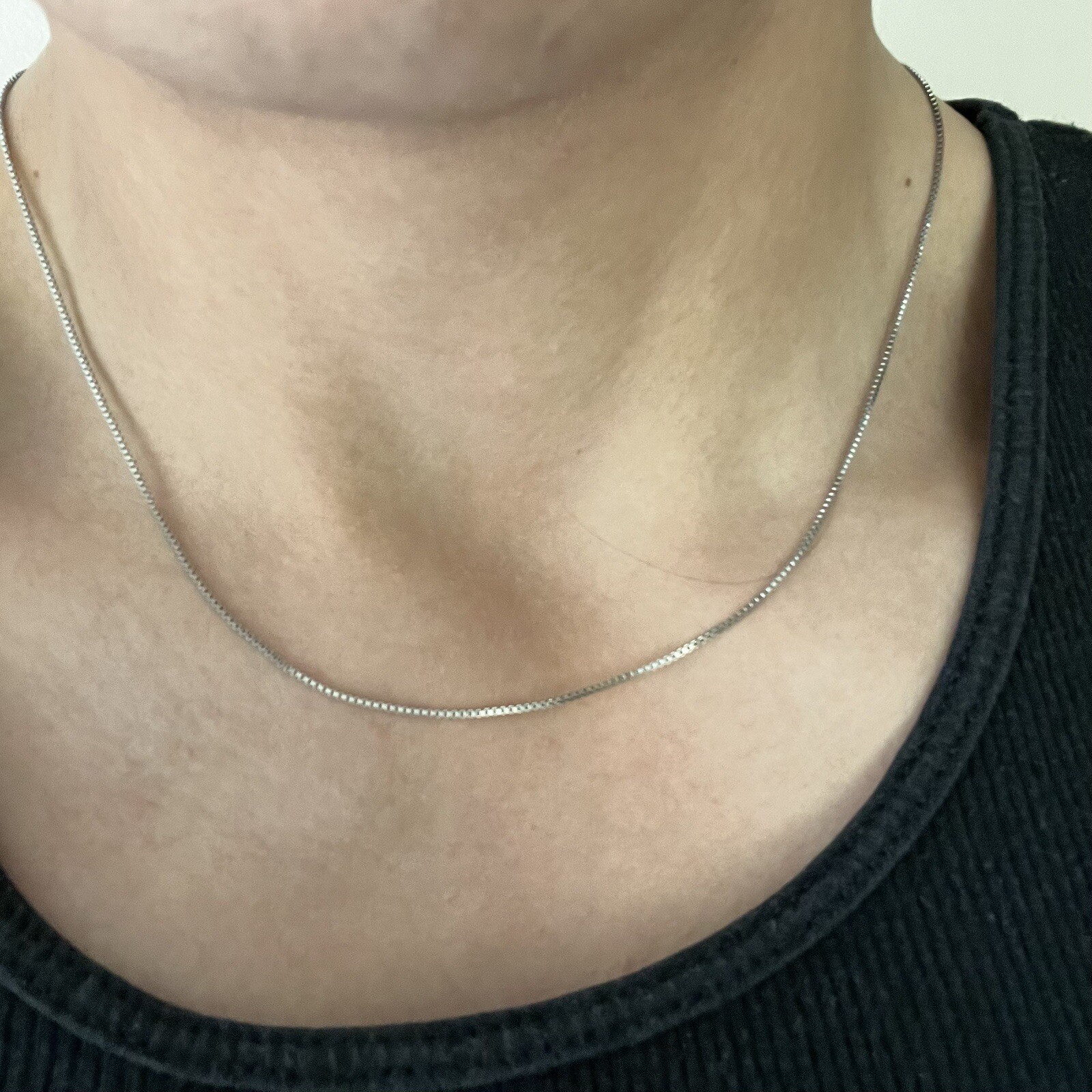 Box Chain Solid .925 Sterling Silver Chain 18" wi… - image 1