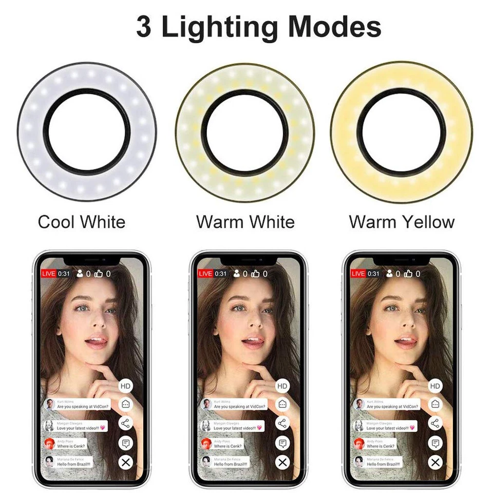 LED Selfie Ring Light Phone Holder Flexible Stand Long Arm for Stream Live Lamp - Image 3 of 4