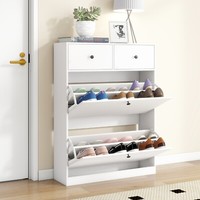 Schuhschrank Schuhkipper Mit 2 Klappen Schuhregal Schuhablage 2 Schublade Weiß