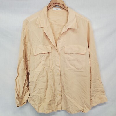 Babton Top Babaton UTILITY SHIRT Peach Button Front Size L Long Sleeve
