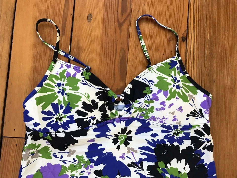 Traje de baño Tankini Baltex azul púrpura azul marino floral de dos piezas 12 Foto 2 de 4