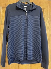Cutter And Buck Navy Quarter Zip with Stripes Pullover Size S