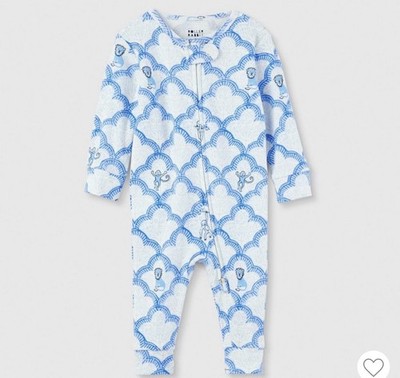 Roller Rabbit x Target Baby Geo Trellis Blue Bodysuit Pj Zip 6-9 Months NWT