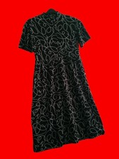Black Print Button through Shoulder Dress IG022