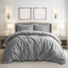 Duvet Cover Size - 3 Pieces Extra Soft Bedding Set, Includes 1 King Light Grey
