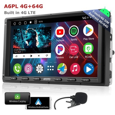 ATOTO A6PL 7in Double Din Car Stereo-4+64G 4G-SIM GPS Track Navigation 2BT Radio