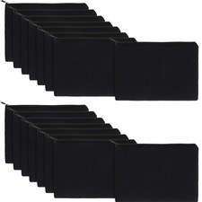 meekoo 16 Pack Blank Canvas Pouch Zipper Cosmetic Medium Pack of 16 , Black