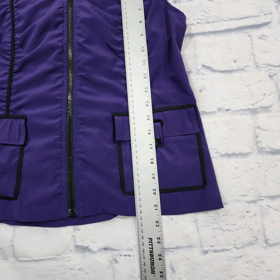 Zenergy Chicos MUJER TALLA 0 EE. UU. S Púrpura Negro Borde Cremallera Completa Chaleco Yoga Activo Foto 4 de 4