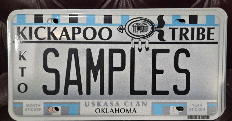 Sample USKASA CLAN Kickapoo Tribe Of Oklahoma License Plate