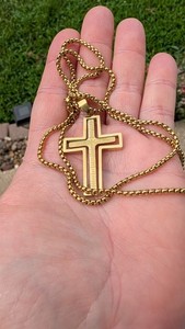 men stainless steel cross pendant with chain