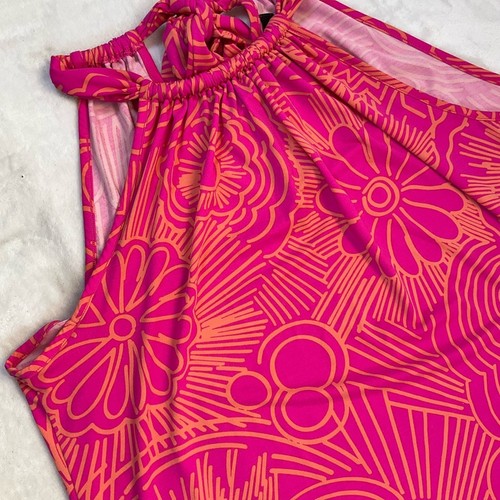 Trina Turk Pink Halter Sundress Mini Womens L Floral Funky Print - Foto 10 di 14
