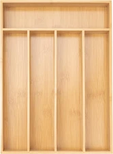 Bamboo Silverware Organizer, Utensil Drawer Tray for Cutlery and Flatware Use