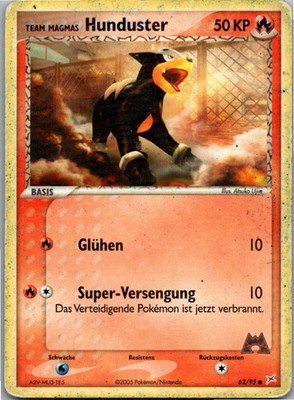 Pokémon Hunduster 62/95 EX Team Magma vs Team Aqua 2005 Deutsch