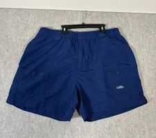 AFTCO Shorts Mens 42 Navy Nylon Fishing Cargo Hiking Elastic Stretch Camp 6”