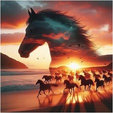 Horse Diamond Art Kits for Adults 5D Full Drill Round Gem, Diamond Painting Kits