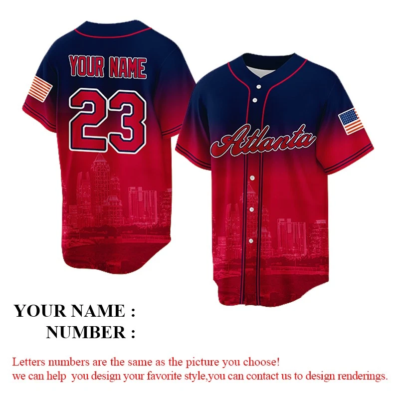 Atlanta City Jersey Custom Baseball Jersey Personalized Name, Number Gift