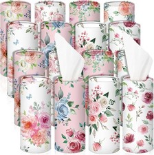 16 Pcs Car Tissue Holder Cylinder Bulk Round Floral Cup Holder Facial Tissues