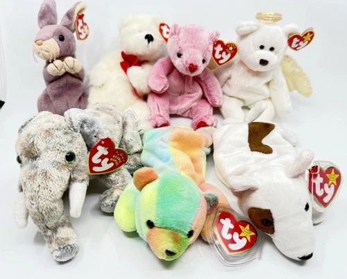 Vintage TY Beanie Babies Lot Mixed Generations Some with Tags Covers & Rare PE
