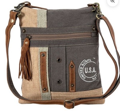 Myra Bag 8050 USA Canvas Patch Crossbody Shoulder Bag
