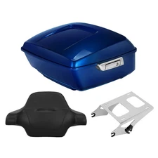 King Trunk Backrest Mount Rack Fit For Harley Touring 14-25 Superior Blue