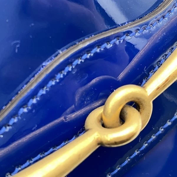 Auténtico bolso bandolera GUCCI Bright Bit motivo ecuestre charol azul usado Foto 2 de 4