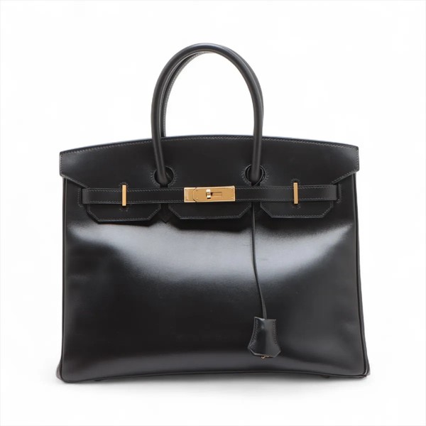 Hermès Birkin 35 Le Tournay Box calf Black Gold Metal Fittings □F: 2002