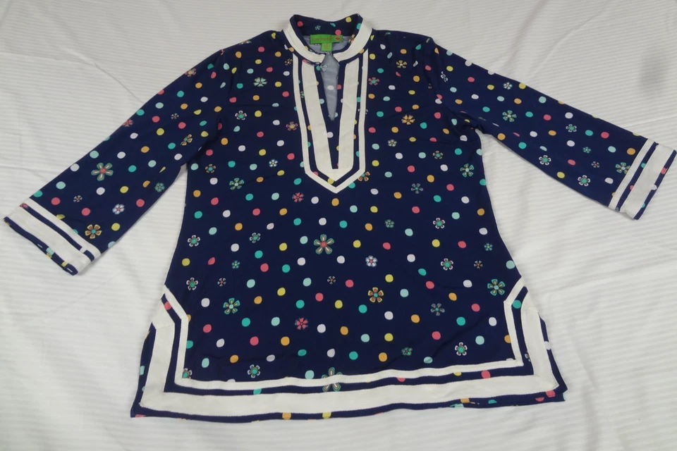 CAMISA MUJER MUJER REPÚBLICA ISLA FLORES HIPPIE MANGA 3/4 AZUL MEDIANA K662 Foto 2 de 4