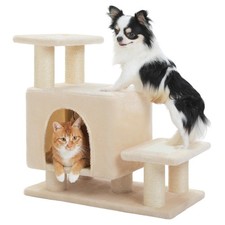 3-in-1 Dog Stairs  Cat Scratching Post with Condo, Pet Steps for High Beds, ...