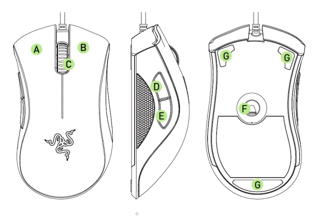 Razer DeathAdder Classic 1000Hz 6400DPI Wires Gaming Mouse [RZ01-00840100-R3C1] - Image 2 of 4