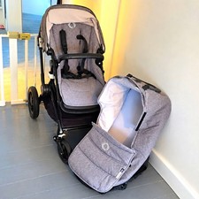 Bugaboo Fox Pushchair w/ Carrycot, Grey/Black, Swivel Wheels