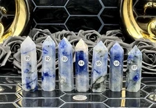 Natural WHite Sodalite uvreactive Points L@@K Free ship & Gift