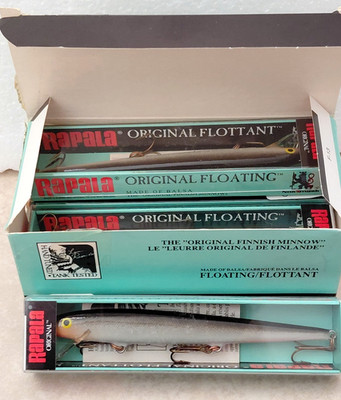 VINTAGE RAPALA - 13S Floating 5¼ '' Silver Black DEALER BOX 6 Lures NOS - New