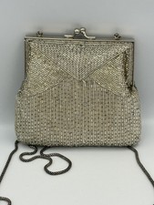 Vintage La Regale Silver Beaded Purse Kiss Clasp