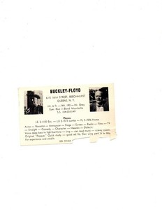 BUCKLEY FLOYD - Announcer, Actor Stage Screen Radio Business Card 1950 2-sided