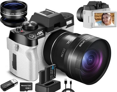 Digital Camera 4K 64MP 16X Autofocus Video Camera WiFi for Vlogging Beginner
