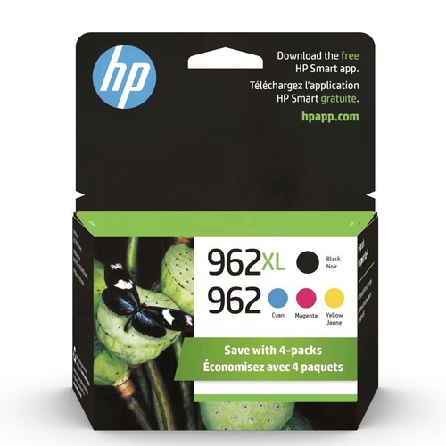 Lot de 4 cartouches d'encre cyan/magenta/jaune HP 962XL noir et HP 962 - 01/2027 NEUF