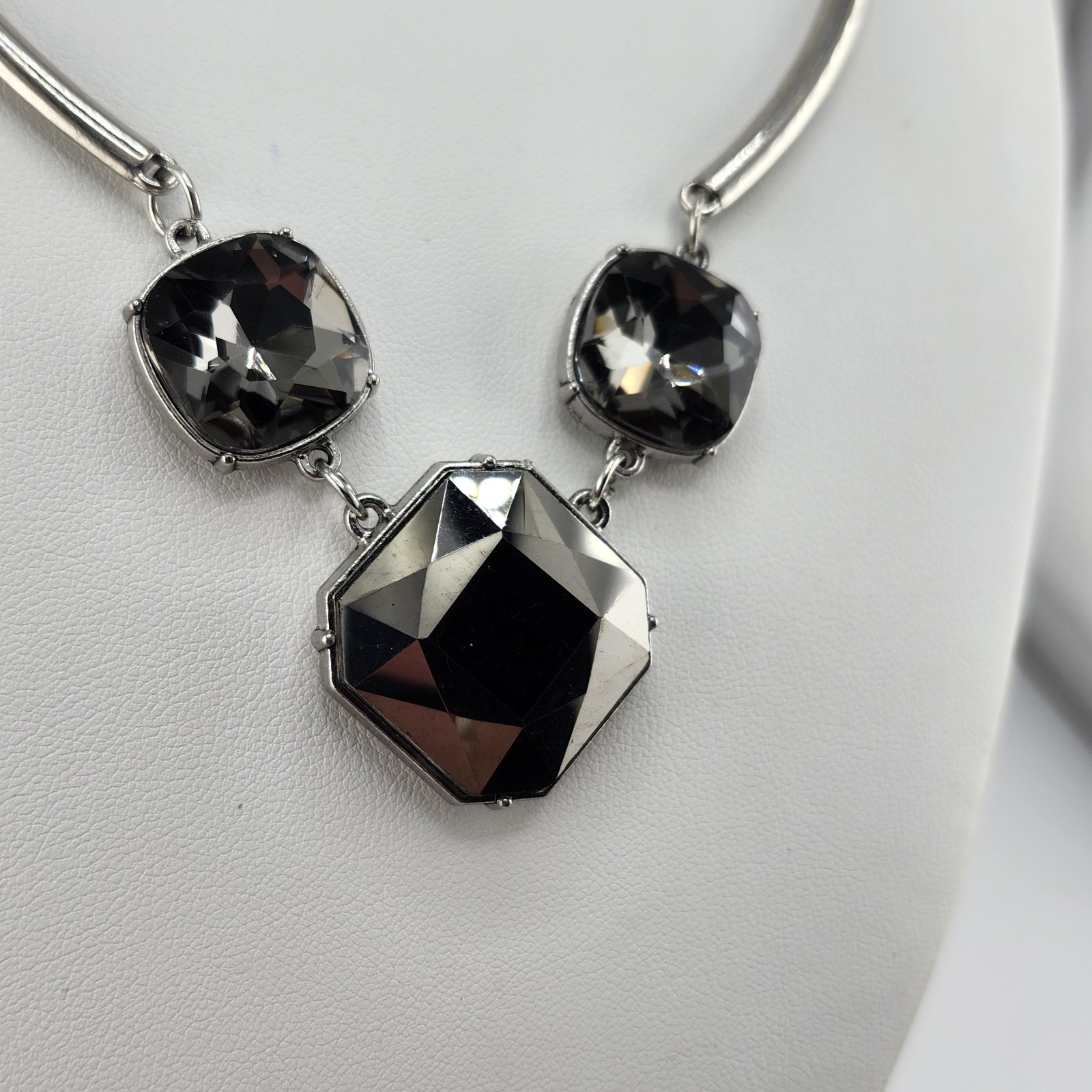 Gray Rhinestone Statement Collar Necklace - image 3